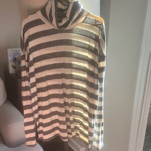 J. Crew Gray and Cream Striped Sweater
